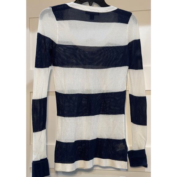 Tommy Bahama Long Sleeve Netting Knit Cover Up Stripe Blue Women's Teen Size XS - Picture 8 of 12